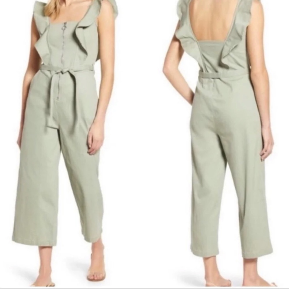 Tinsel Ruffle Belted Jumpsuit